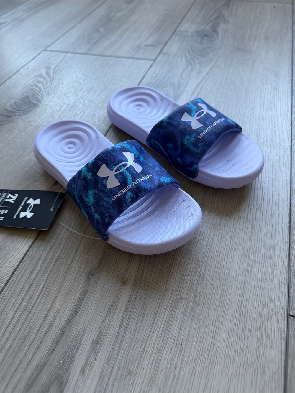 Under Armour Ansa Graphic Slides NWT Girls 2Y Beach Travel Cruise Play Summer